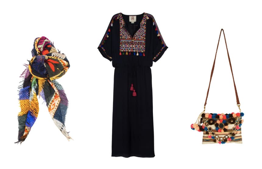 Naya dress, Sundial scarf and Ella Tuk Tuk clutch