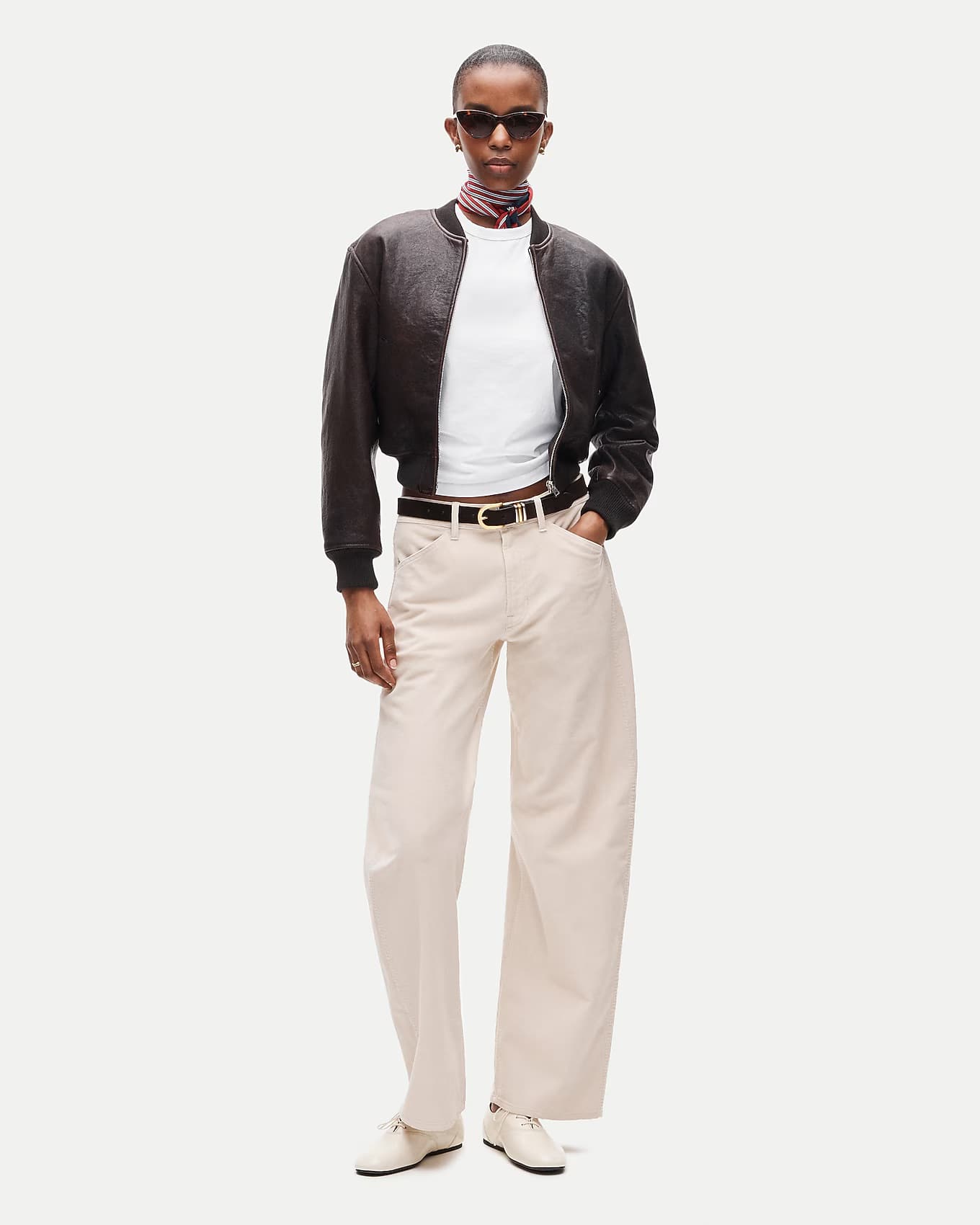 J.Crew — bomber cream trousers